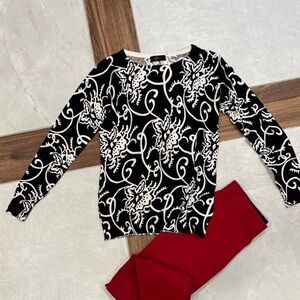 Black and White Floral Sweater